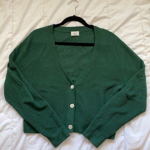 Cropped Green Aritzia Wilfred Cardigan